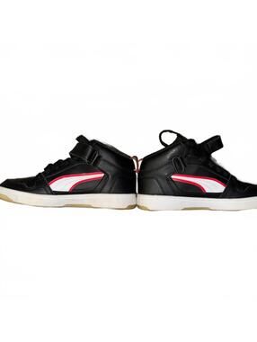 Puma Kids Mid Top Sneakers Black Red White Strap Lace Up Size 4.5C Youth